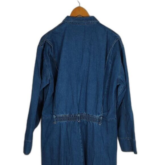 EUC Spiegel Retro 90s Denim Jumpsuit NWOT Zipper Pocket Cinch Accents Size 10 - Picture 8 of 12